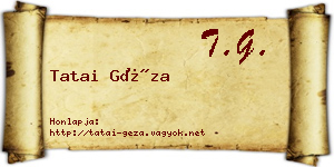 Tatai Géza névjegykártya