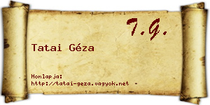 Tatai Géza névjegykártya